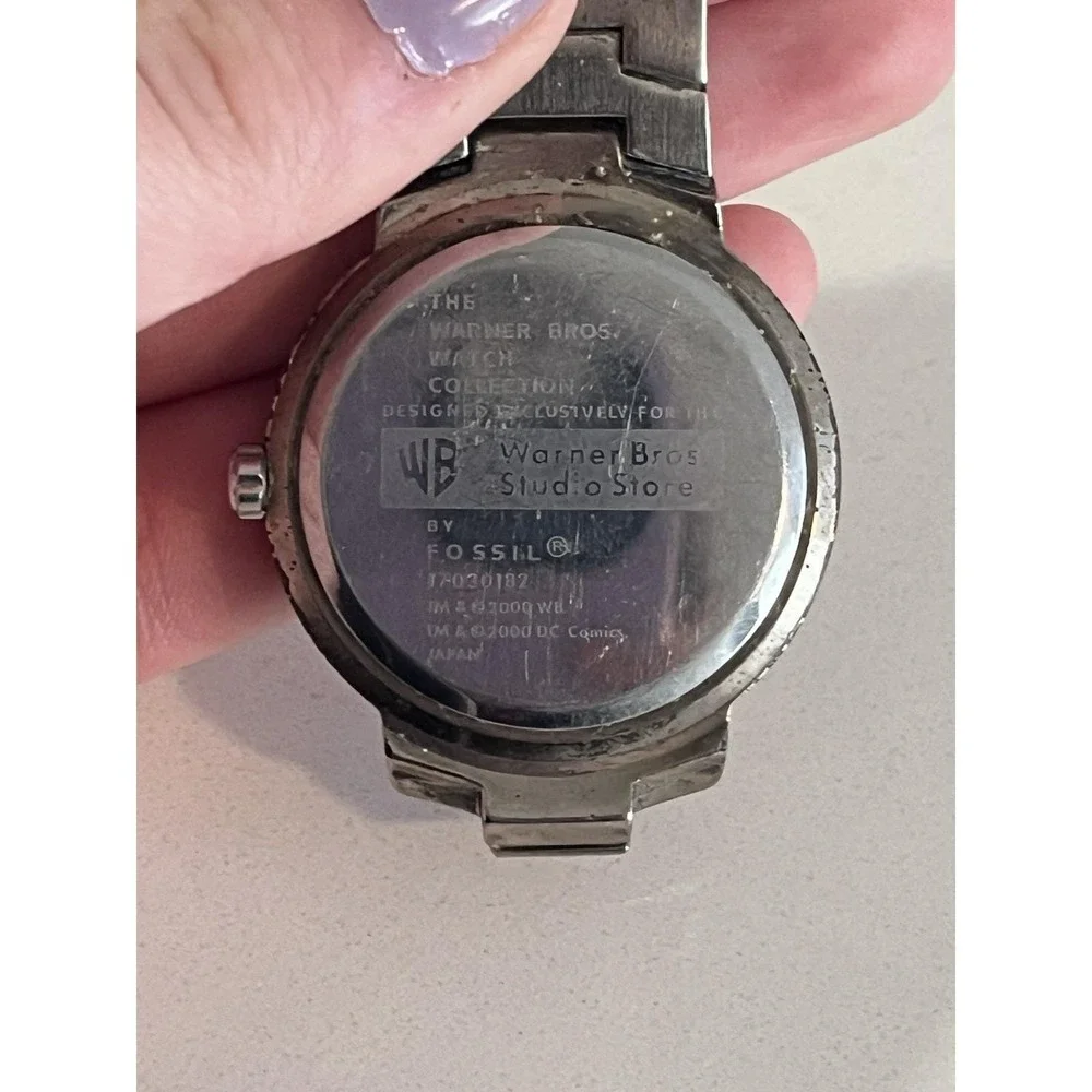 Vintage Fossil Batman Watch Warner Bros Studio Store Rare 2000 Stainless Steel